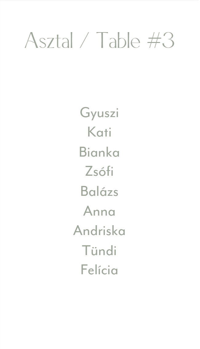 3. Asztal - Ülésrend